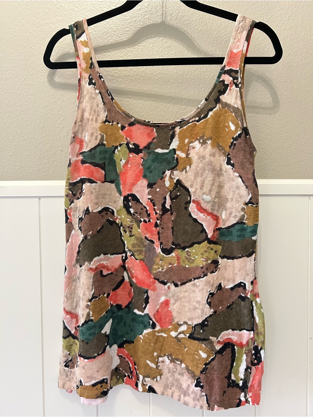 Linen & Cotton Nic+Zoe Abstract Retro Earthy Boho Print Sleeveless Layering Tank